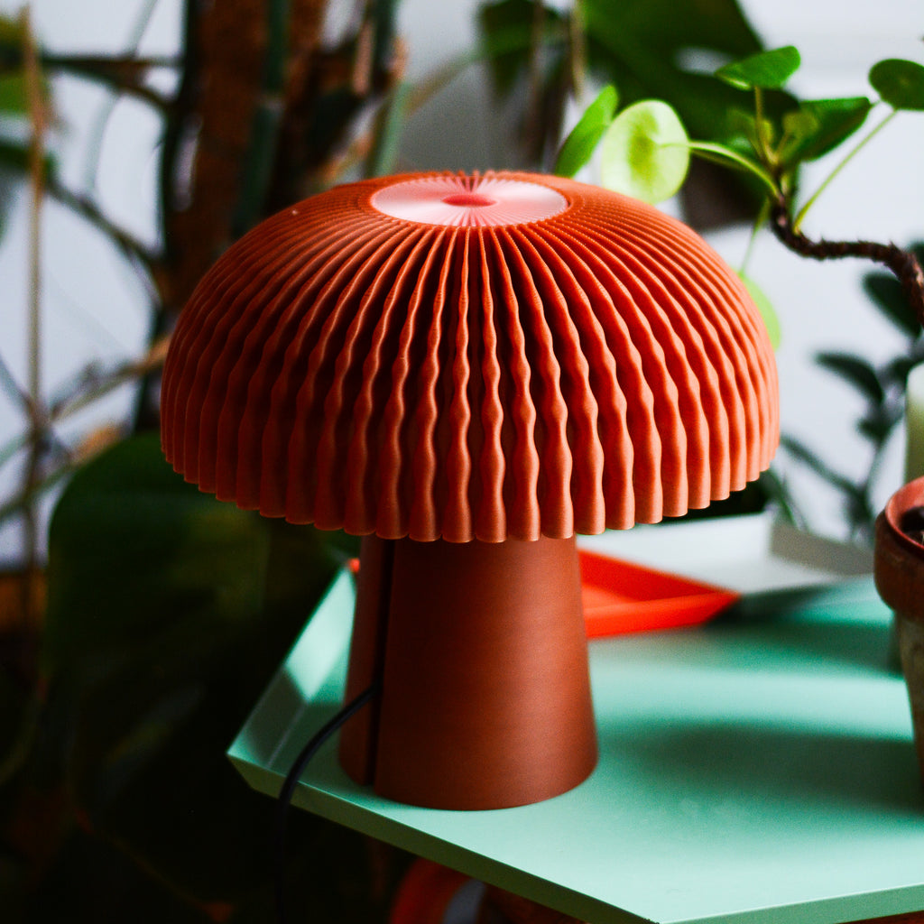 Fluted Mushroom Dome Table Lamp — Mid-Century Japandi Edition