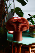 Fluted Mushroom Dome Table Lamp — Mid-Century Japandi Edition