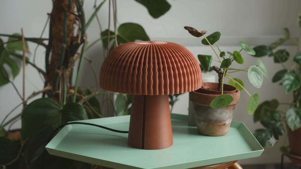 Fluted Mushroom Dome Table Lamp — Mid-Century Japandi Edition